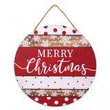10" Round Wooden Rustic Merry Christmas Sign, Red/White/Brown  WS3