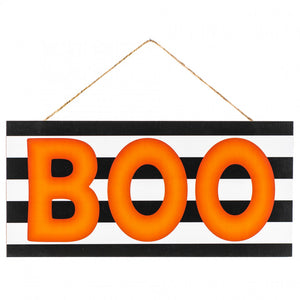 12.5"L x 6"H Bold BOO Sign, Black/White/Orange  WS3