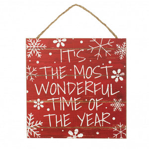 10"SQ Most Wonderful Time Sign, Rustic Red/White  WS3