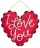 12"Lx11.5"H "I Love You" Heart Sign, Red/White/Black  WS4
