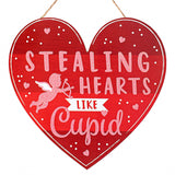 12"Lx11.5"H Stealing Hearts Like Cupid Sign, White/Red/Light Pink  WS4