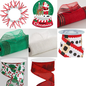 Wreath Kit, Merry Christmas/Santa, Red/Emerald Green/Brown/White/Black