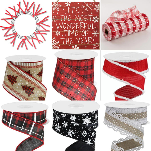Wreath Kit, It's The Most Wonderful Time Of The Year, Red/Black/White/Beige ***OUT FOR THE SEASON***