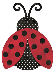 12"H x 9.25"L Metal/Embossed Ladybug, Red/Black/White  WS4