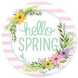 Wreath Kit, Hello Spring, Stripes w/Florals, Blue/Light Blue/Purple/Hot Pink/White/Yellow