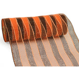 10"x10yd Metallic Stripe Deco Mesh, Orange/Black Stripe  SU35B