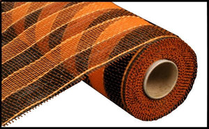 10"x10yd Metallic Stripe Deco Mesh, Orange/Black Stripe  SU35B