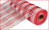10"x10yd Wide Foil Plaid Mesh, Red/White  SU35B