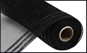 10"x10yd Border Stripe Metallic Mesh, Black w/Black Foil  SU35