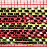 10.5"x10yd Border Stripe Metallic Mesh, Red/Lime  SU35