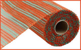 10"x10yd Horizontal Wide Stripe Mesh, Dark Orange/Teal  SU35