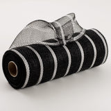 10"x10yd Vertical Wide Stripe Mesh, Black/White  SU35B