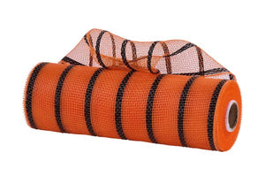 10"x10yd Vertical Wide Stripe Mesh, Orange/Black  SU35B