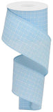 2.5"x10yd Raised Stitched Squares On Royal Burlap, Pale Blue/White  MA20