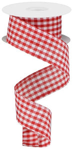 1.5"x50yd Gingham Check, Red/White  WL50