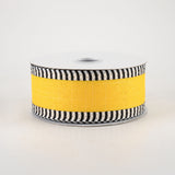1.5"x10yd Royal Burlap w/Thin Stripe Edge, Sun Yellow/Black/White  MA6 JA7