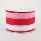 2.5"x10yd 3 Color 3 In 1 Royal Burlap, White/Red/Pink  JA5