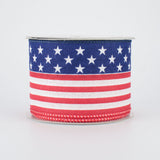 2.5"x50yd Stars And Stripes On Royal Burlap, Red/White/Blue  WL50