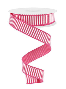 7/8"x10yd Horizontal Stripes On Royal Burlap, Hot Pink/White  MA24