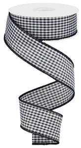 1.5"x10yd Mini Check Gingham Ribbon, Black/White  JY7