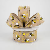 1.5"x10yd Mini Bumblebees On Royal, Light Beige/Yellow/White/Black  MY23