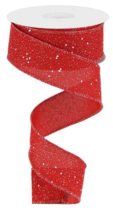 1.5"x10yd Multi Snow Glitter On Royal Burlap, Red/White  JL8
