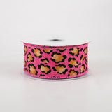 1.5"x10yd Metallic Animal Print On Royal Burlap, Hot Pink/Black/Rust/Gold  MA49