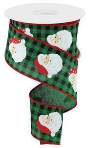 2.5"x10yd Vertical Santa Heads On Check, White/Red/Emerald Green/Black  AP14