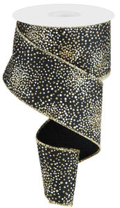 2.5"x10yd Glitter Dots/Diagonal Ribbon, Gold/Laser Gold/Black  NV1