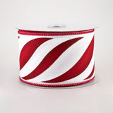 2.5" x 10yd Swirl Candy Stripe On Diagonal Weave, White/Red/Dark Red  NV2