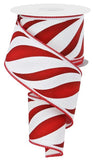 2.5" x 10yd Swirl Candy Stripe On Diagonal Weave, White/Red/Dark Red  NV2