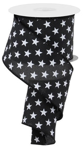 2.5"x10yd Random Stars, Black/White  AP37