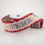 2.5"x10yd Lil' Firecracker On Royal Burlap, Natural/Red/White/Blue  MA42