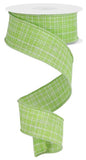 1.5"x10yd Check Royal Burlap, Lime Green MA58