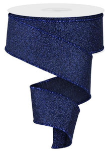 1.5"x10yd Fine Glitter On Royal Burlap, Navy Blue  AP35