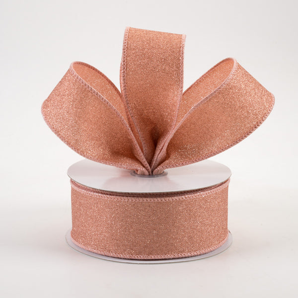 1.5x10yd Fine Glitter on Royal Rose Gold Rge1380H4 Ribbon