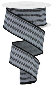 1.5"x10yd Ticking Stripe, Grey/Black  MA77