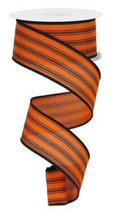 1.5"x10yd Ticking Stripe, Orange/Black  MA74