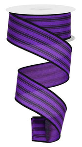 1.5"x10yd Ticking Stripe, Purple/Black  MA74