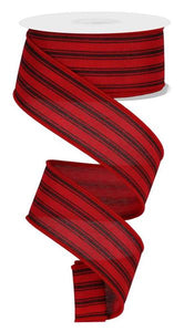 1.5"x10yd Ticking Stripe, Red/Black  MA73