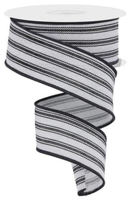 1.5"x10yd Ticking Stripe, White/Black  MA73