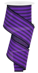 2.5"x10yd Ticking Stripe, Purple/Black  MA72