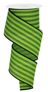 2.5"x10yd Ticking Stripe, Fresh Green/Black  MA69
