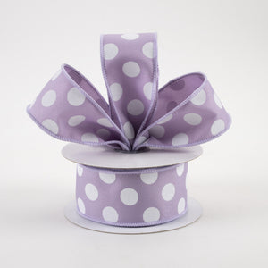 1.5"x10yd Polka Dots On Diagonal Weave, Lavender/White  AP35