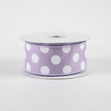 1.5"x10yd Polka Dots On Diagonal Weave, Lavender/White  AP35