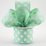 2.5"x10yd Polka Dots On Diagonal Weave, Mint Green/White  AP6