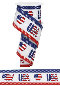 2.5"x10yd Patterned USA On Royal Burlap, Red/White/Blue  MA68