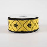 1.5"x10yd Honey Bee Trellis On Diagonal Weave, Sun Yellow/Black  MA74