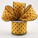 2.5"x10yd Small Polka Dots On Diagonal Weave, Dark Yellow/Black  MA97