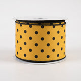 2.5"x10yd Small Polka Dots On Diagonal Weave, Dark Yellow/Black  MA97